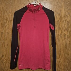 Nike Pro Dri Fit Women's Pink and Black Long Sleeve Running Top